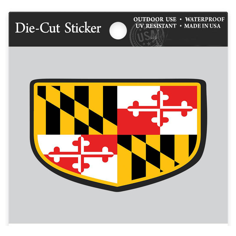 Maryland Flag Shield Shaped Die-Cut Sticker (packaging)