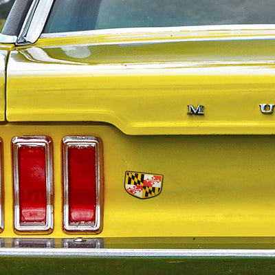 Maryland Flag Shield Shaped Die-Cut Sticker (on car)