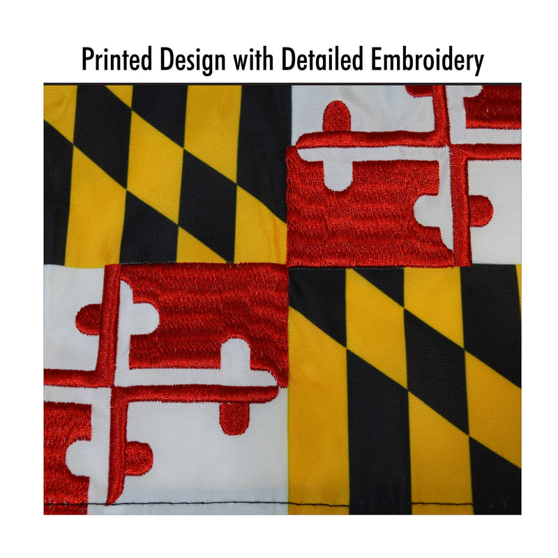 Maryland Flag 18" Small Windsock Embroidery Close Up