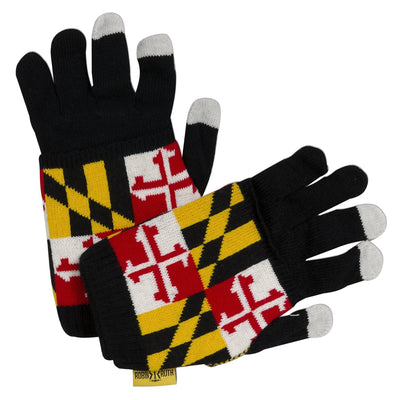 Maryland Flag Cover Smart Tech Knit Gloves