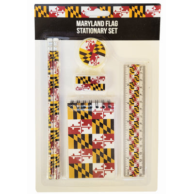 Maryland Flag Stationary Set - Pencils, Eraser, Ruler, Notepad, Pencil Sharpener
