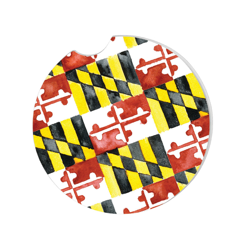 Maryland Flag Watercolor Absorbent Stone Car Coaster