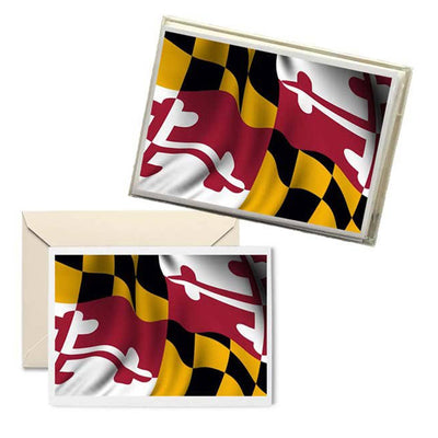 Waving Maryland Flag Note Card Box