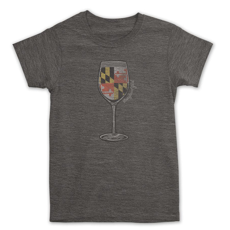 Maryland Girl Maryland Flag Wine Glass Ladies T-Shirt