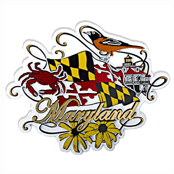 Maryland Flag, Symbols & Scrolls Magnet