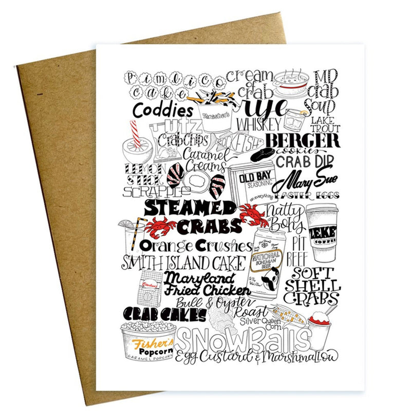 Maryland Food Words Note Card