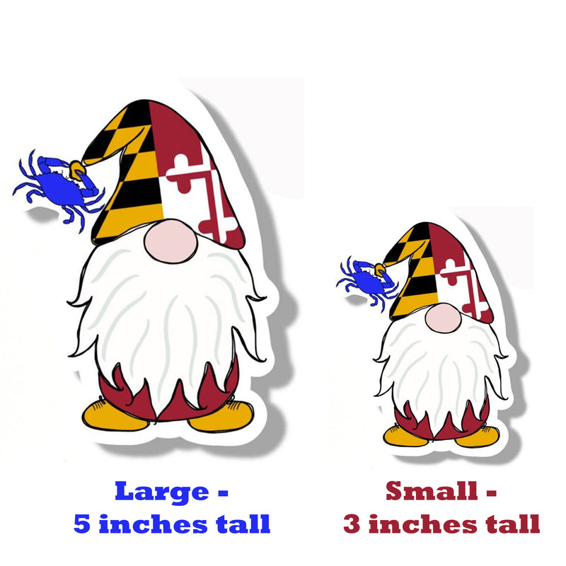 Maryland Flag Gnome Vinyl Sticker 2 Sizes
