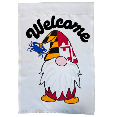 Maryland Flag Gnome Welcome Garden (Sleeve) Flag - Plain Background