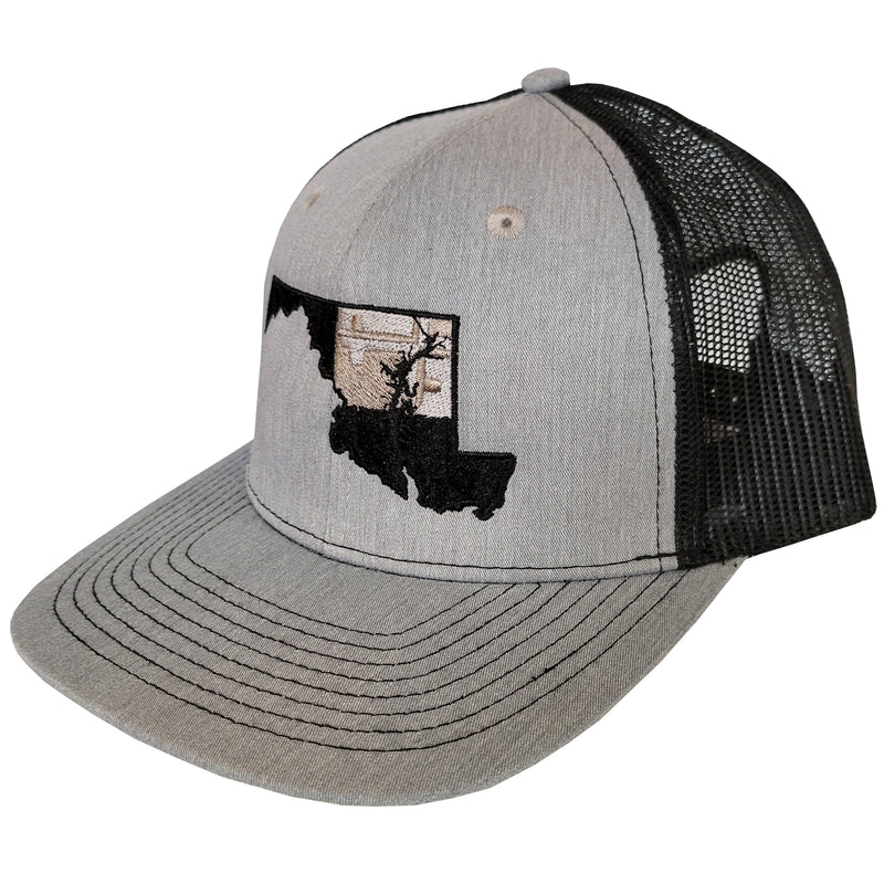 Maryland Flag Grayscale State Design Gray & Black Trucker Hat