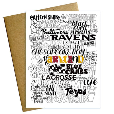 Maryland Words and Icons Note Card
