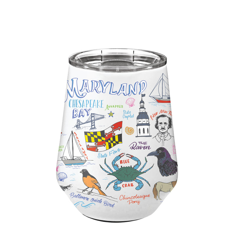 Maryland State Icons Stainless Steel Wine Tumbler