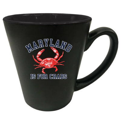Maryland Is For Crabs Matte Black Coffee Mug