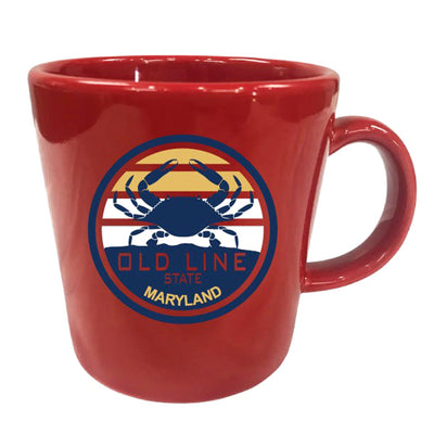 Maryland Old Line State Crab Circle Red Coffee Mug