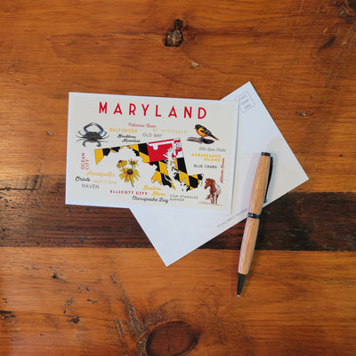 Postcard - Maryland State, Flag and Icons (scene)