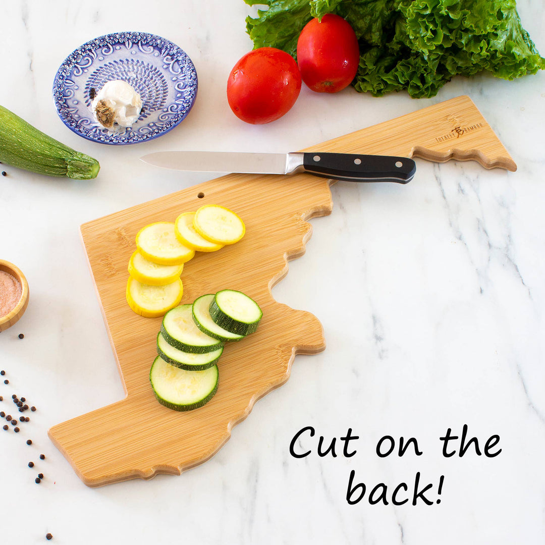 Maryland State Shaped Bamboo Cutting Board - Cut on the back!