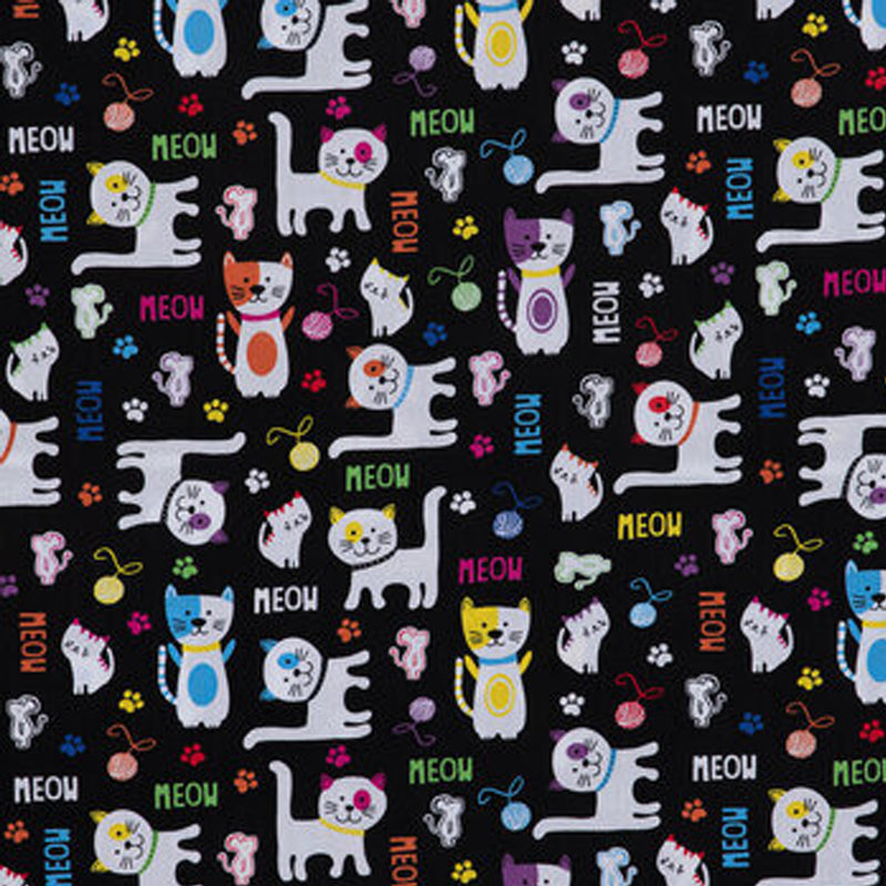Meow Kitty Cat Fabric Swatch
