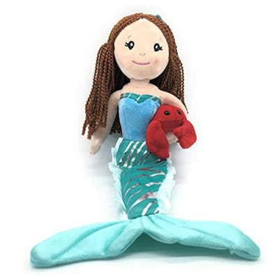 Mermaid Doll with Red Crab Friend Plush Toy - Aqua Dress/Light Skin/Red Head