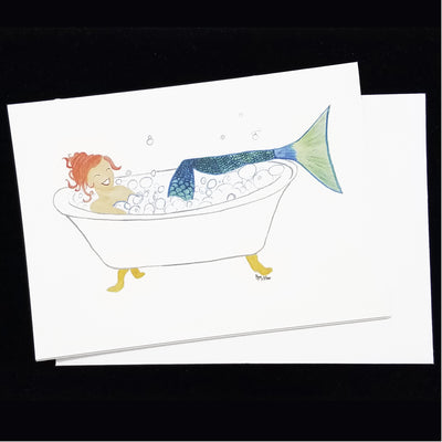 Mermaid Bathtub Note Card with Envelope