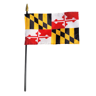 Maryland State Flag Mini - Black Plastic Staff