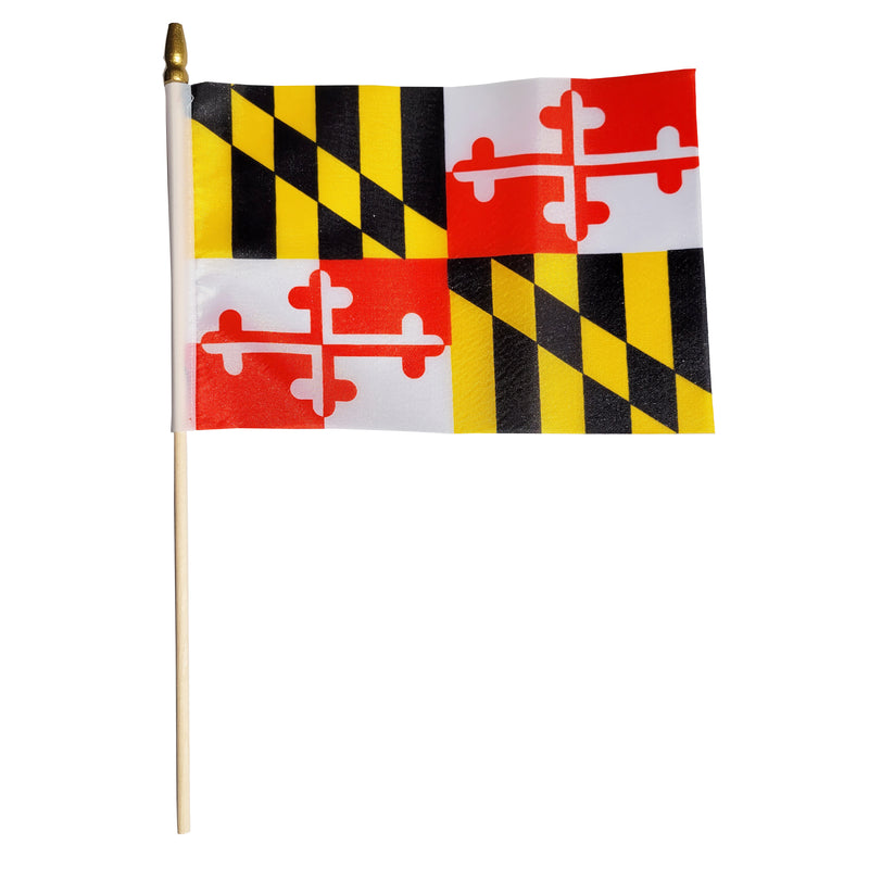 Maryland State Flag Mini - Wood Staff