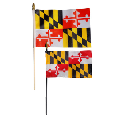 Maryland State Flag Mini On Stick - Size Comparison