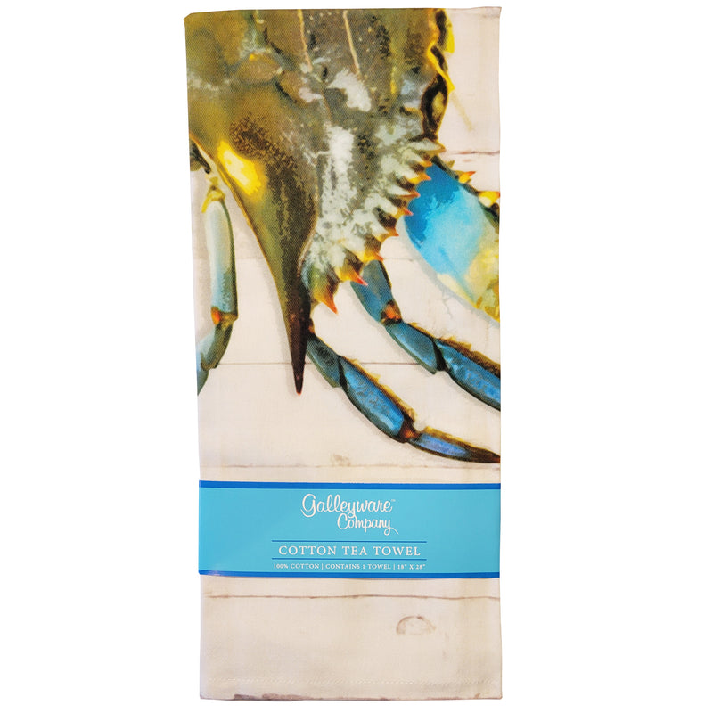 Natural Blue Crab Kitchen Towel Folded