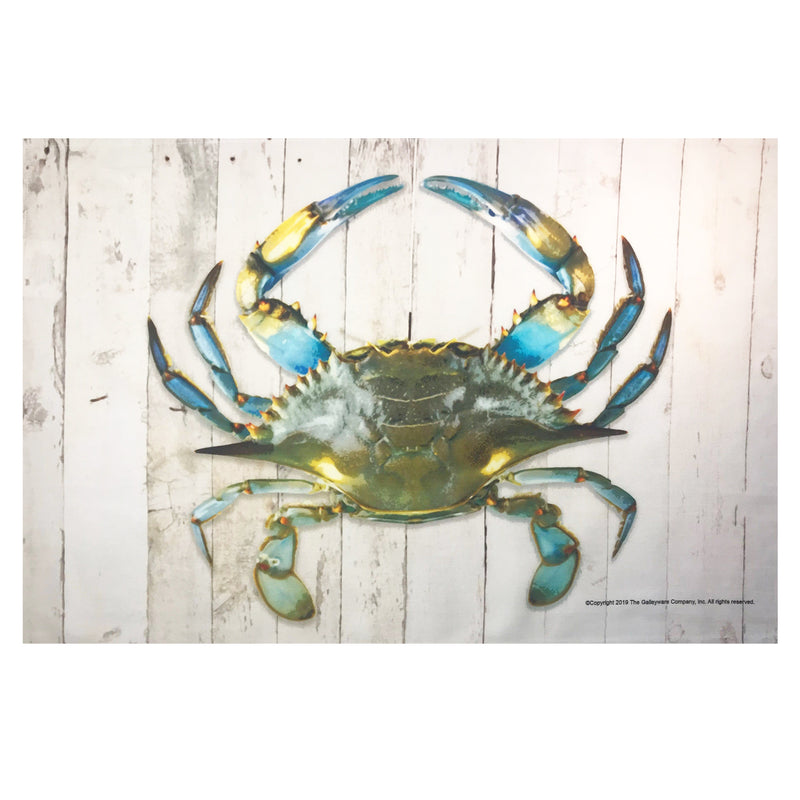 Natural Blue Crab Kitchen Towel Layed Flat
