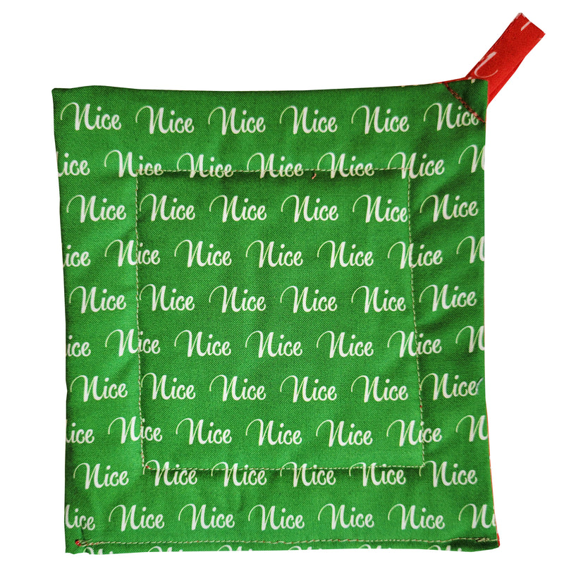 Potholder Square - Naughty or Nice (green side)
