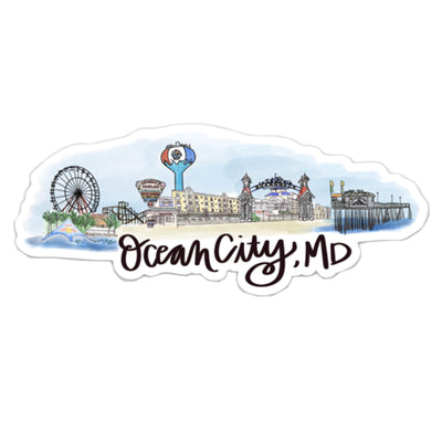 Ocean City Maryland Skyline Vinyl Sticker
