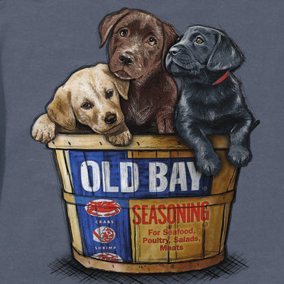 Old Bay Seasoning Puppy Bushel T-Shirt - Design Close Up