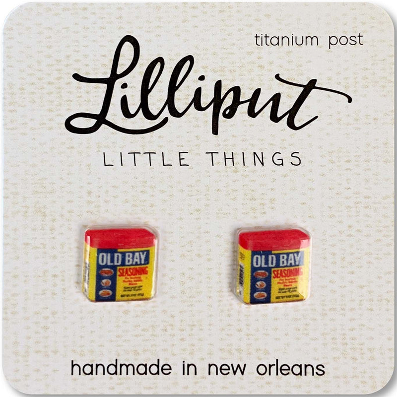 Old Bay Seasoning Can Style Post Earrings - Lilliput