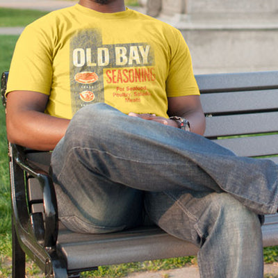 Old Bay Seasoning Washed Can Yellow T-Shirt Model