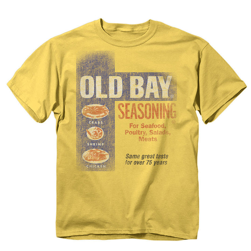 Old Bay Seasoning Washed Can Yellow T-Shirt Front