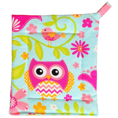 Owls Pink Chevron Potholder Locally Sewn