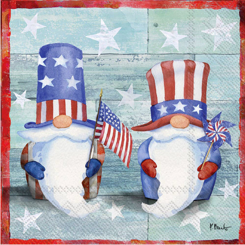 Patriotic Gnomes Cocktail Paper Napkins
