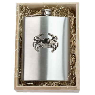 Pewter Natural Crab Flask Boxed