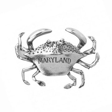 Pewter Crab Mini Paperweight "Maryland" on shell