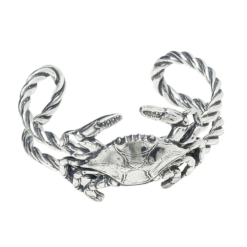 Pewter Crab Rope Cuff Bracelet