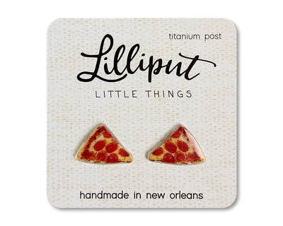Pepperoni Pizza Slice Lilliput Earrings