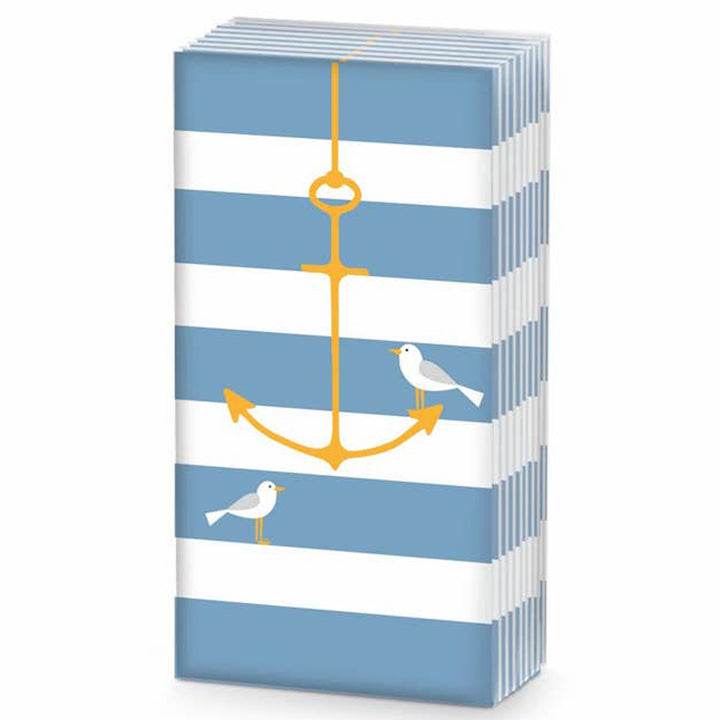 Pocket Tissue Pack - Anchor &amp; Seagulls - Blue Stripes