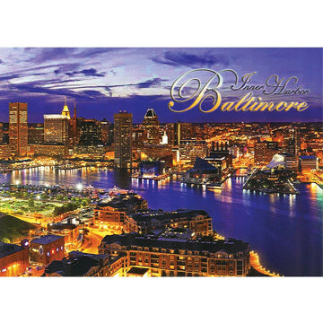 Postcard - Baltimore Inner Harbor Aerial - Night