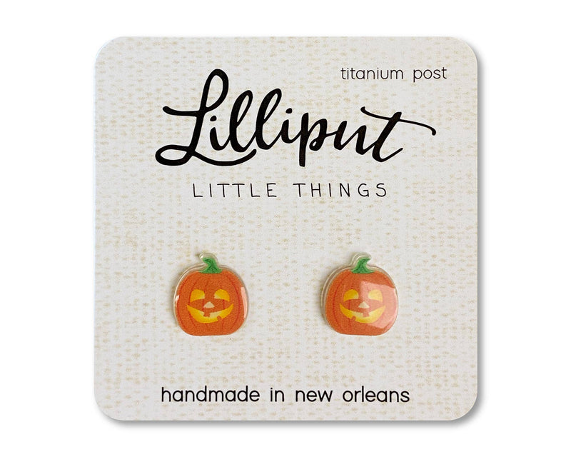 Pumpkin Halloween Jack O Lantern Lilliput Earrings