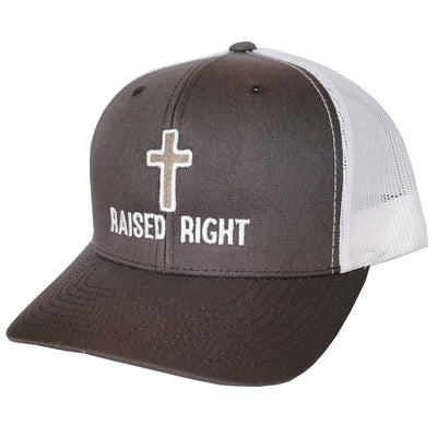 Raised Right Cross Gray & White Trucker Hat