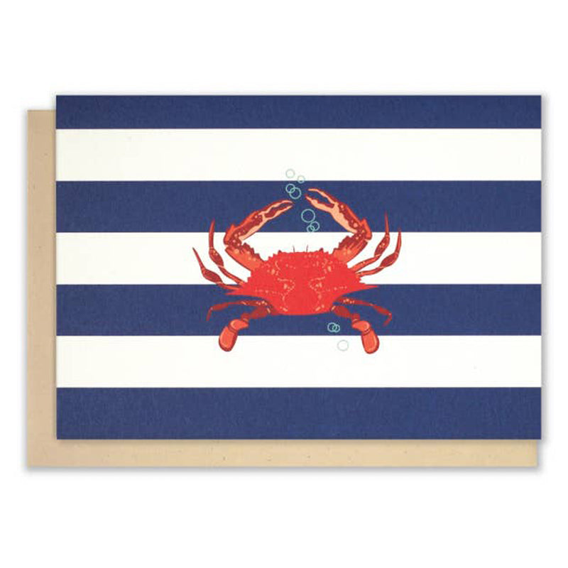 Red Crab Blue Stripes Note Card