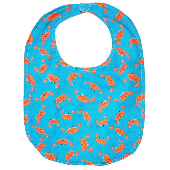 Crab Baby Bib - Red Crabs on Blue Background