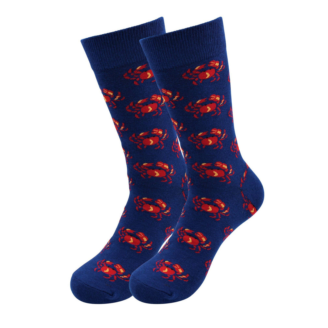 Red Crab on Navy Socks