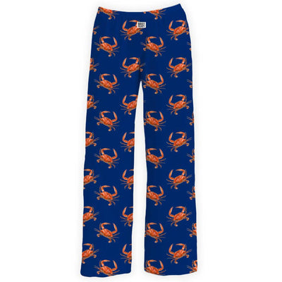 Red Crab Silky Lounge Pants with Pockets (blue background)
