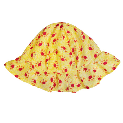 Baby Sun Hat - Red Crabs on Yellow Background