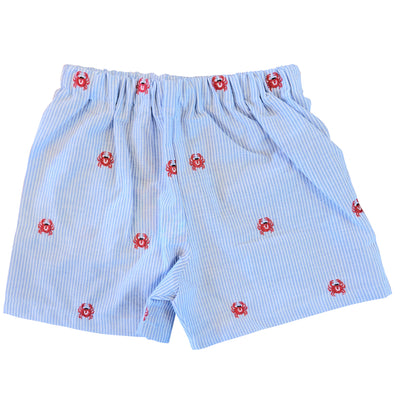 Toddler Shorts - Red Crabs on Blue Pinstripe