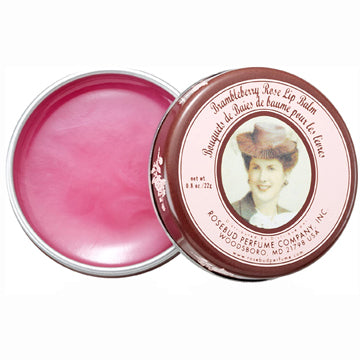 Rosebud's Brambleberry Rose Lip Balm Tin Open